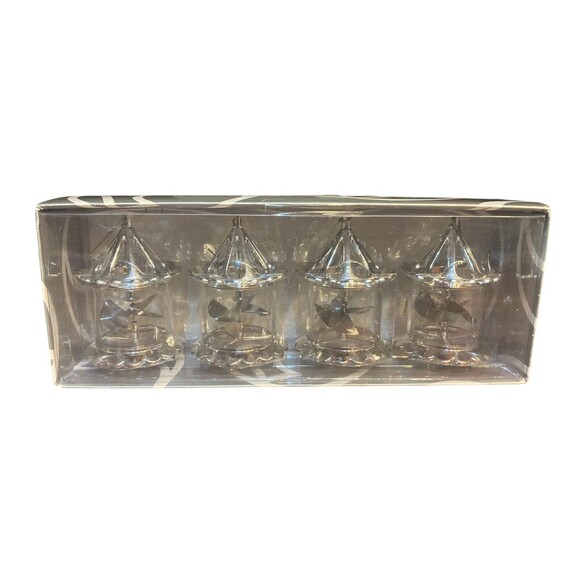 Department‎ 56 Pinwheel Spinner Ornament Set of 4 Silver Vintage Christmas - Picture 1 of 6